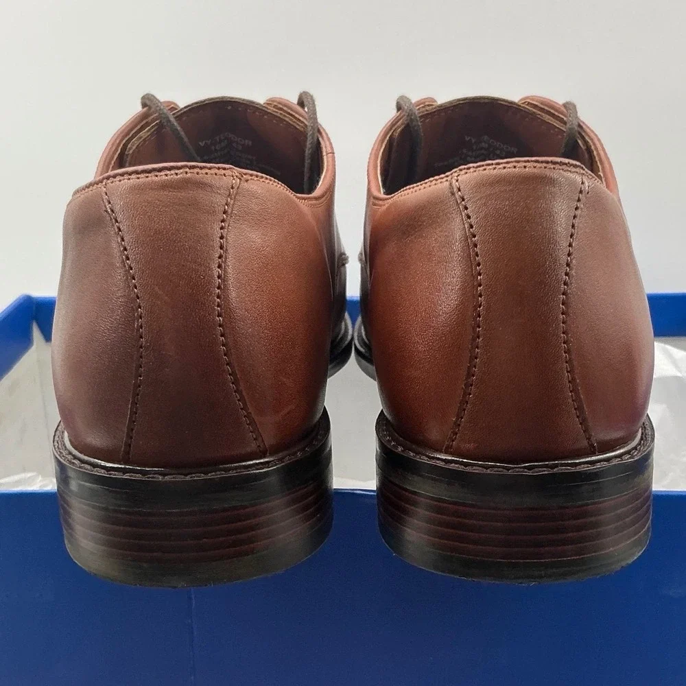 Vince Camuto Teodor Mens Cognac Brown Leather Cap Toe Oxford Dress Shoes 10M